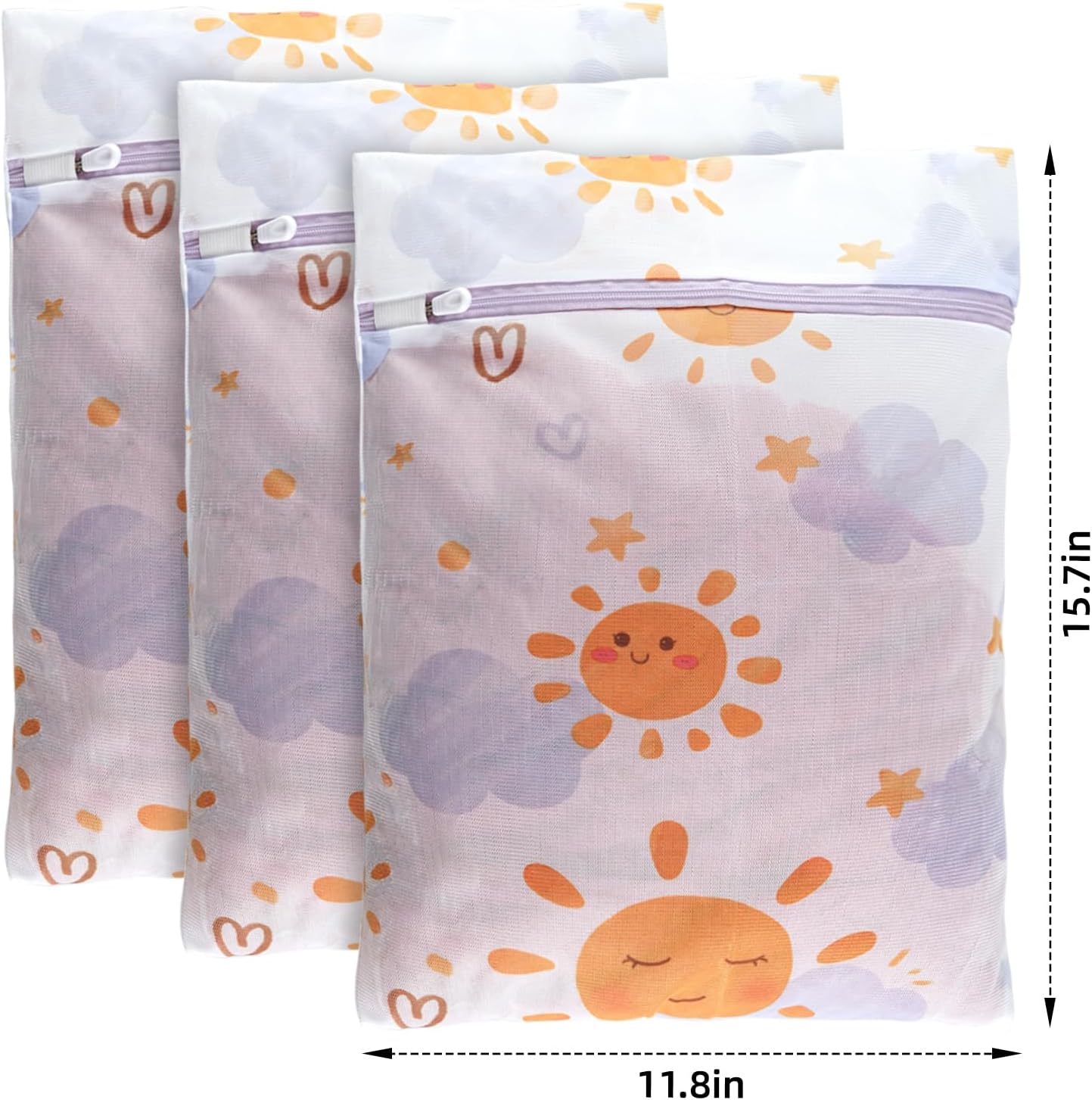 3 Pzas Bolsas Lavandería Malla con Cremallera Premium