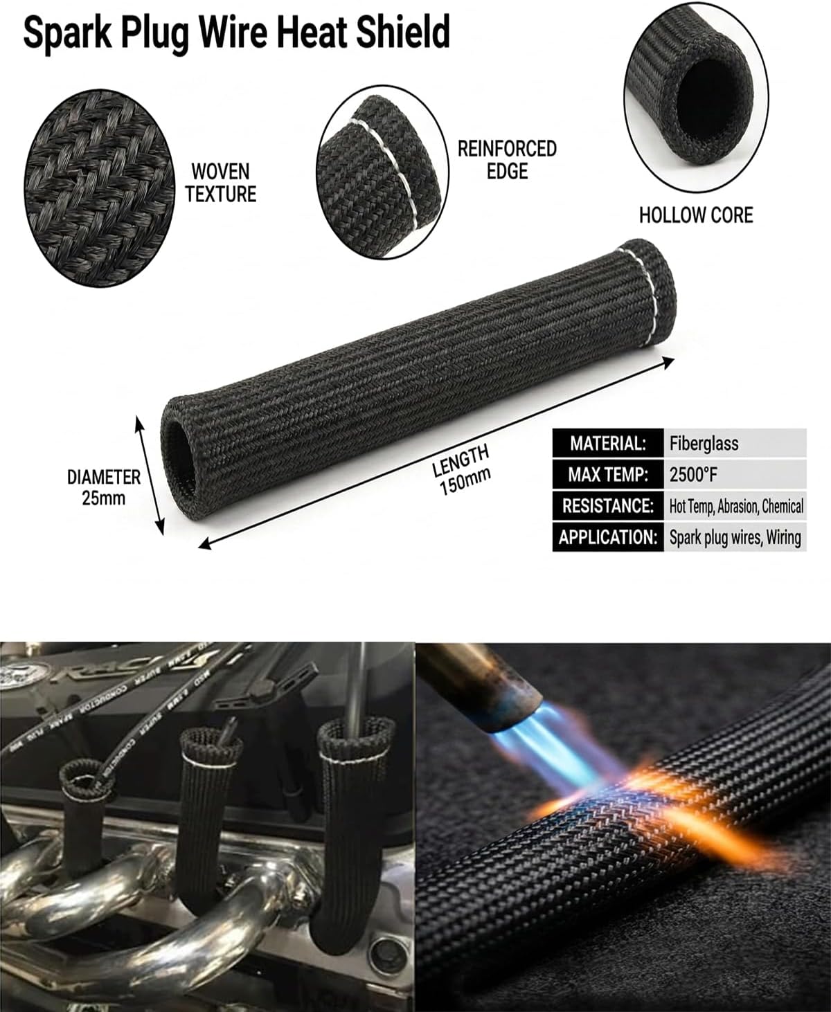 Protector térmico cables bujías 6" 8 Pzas para LS1 LS2