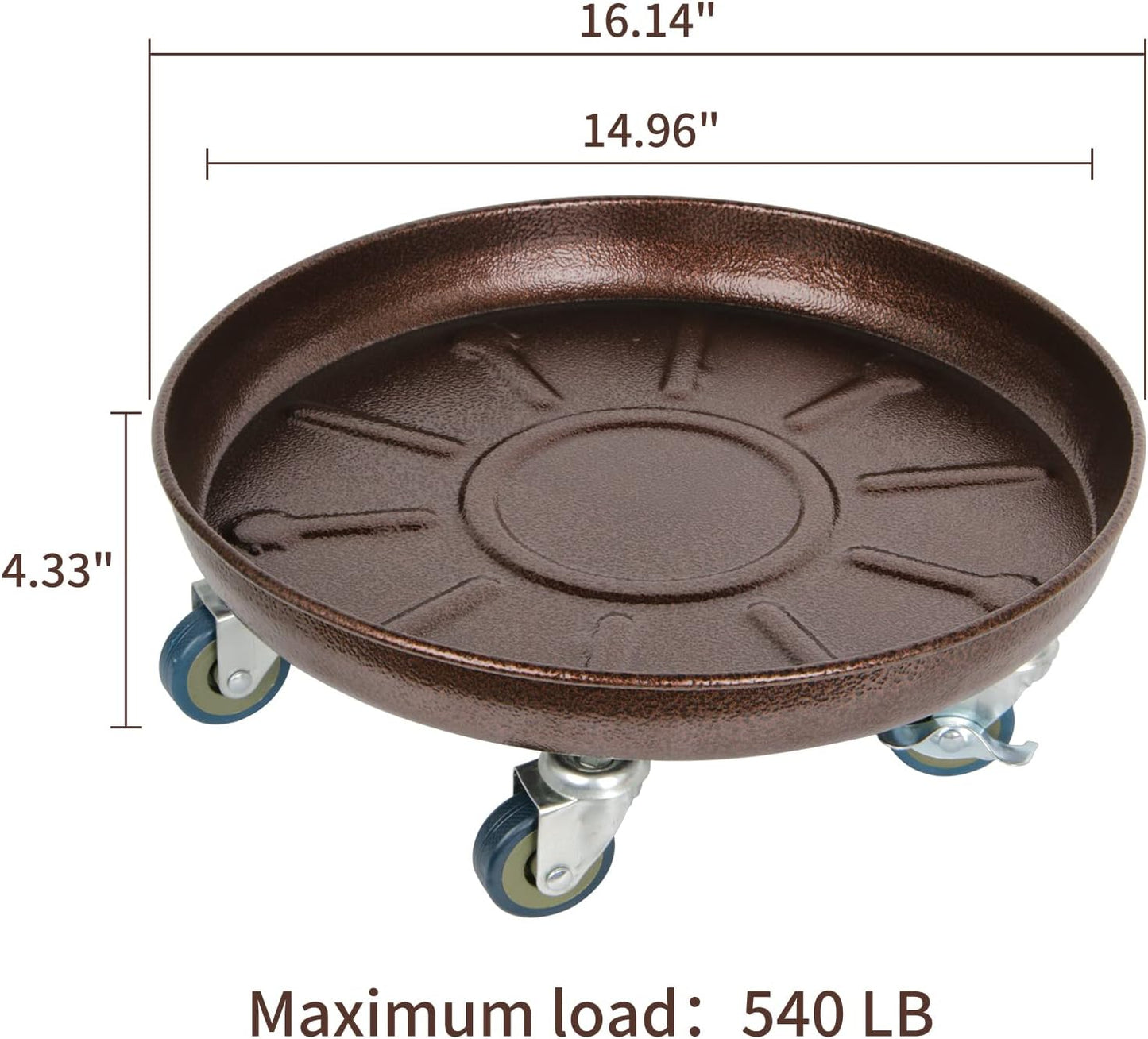 Soporte plantas ruedas 16" set 3 metal resistente 230lb