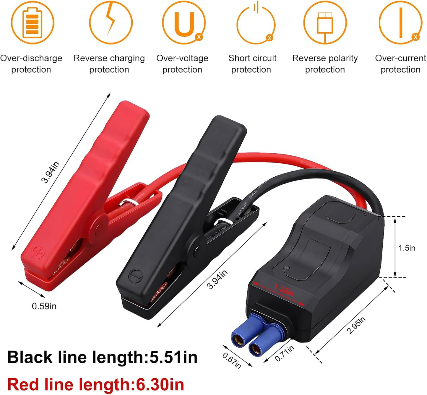 Cable arrancador batería 12V con clip cocodrilo