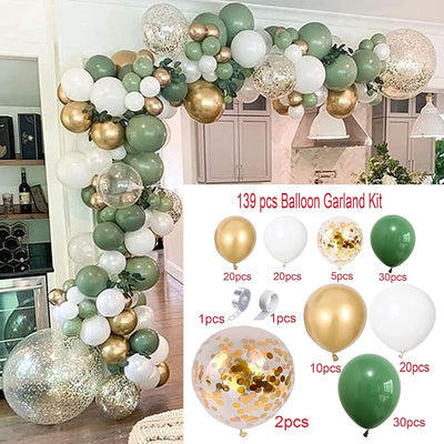 Kit guirnalda arco 139 globos látex verde oliva