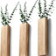 Maceteros pared madera plantas artificiales 3 Pzas marrón