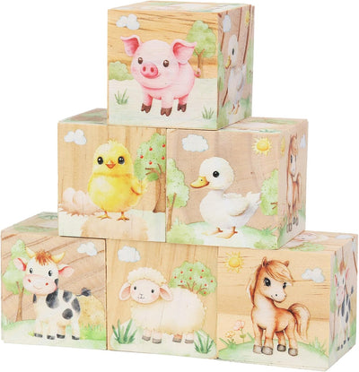 6 Bloques Decoración Madera Niños Dormitorio Set