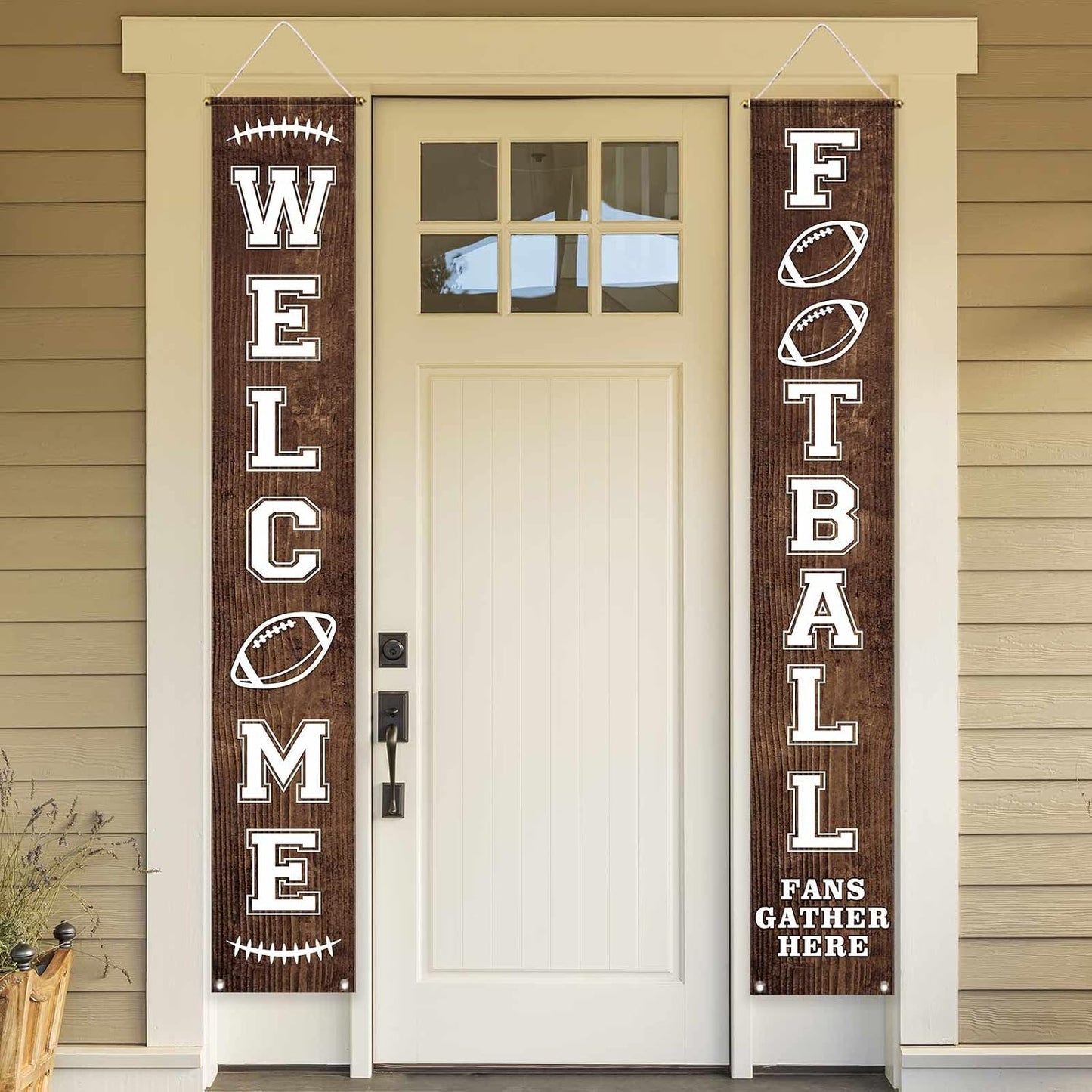 Cartel otoño 11.8x70.9pulg porche fútbol Welcome Football Fans