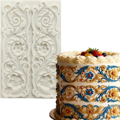 Molde de silicona barroco para fondant y decoración de pasteles