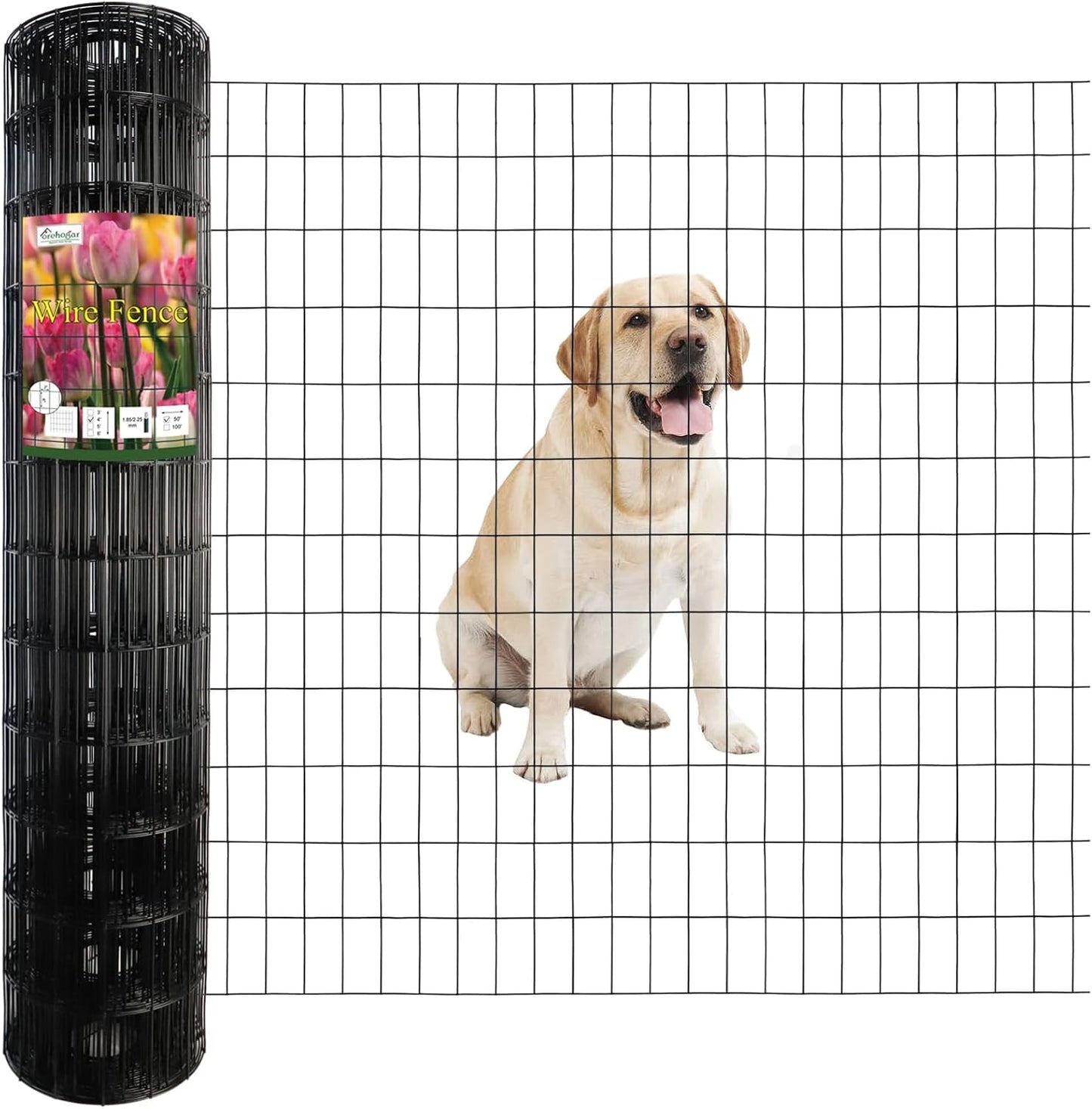 Valla alambre soldado PVC negro 48pulg x50ft 14GA rollo