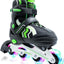 Patines Inline Niños Ruedas Led Marco Aluminio Negro
