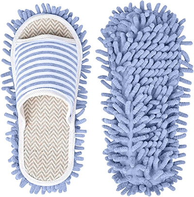 Pantuflas microfibra limpieza suelos lavables azul