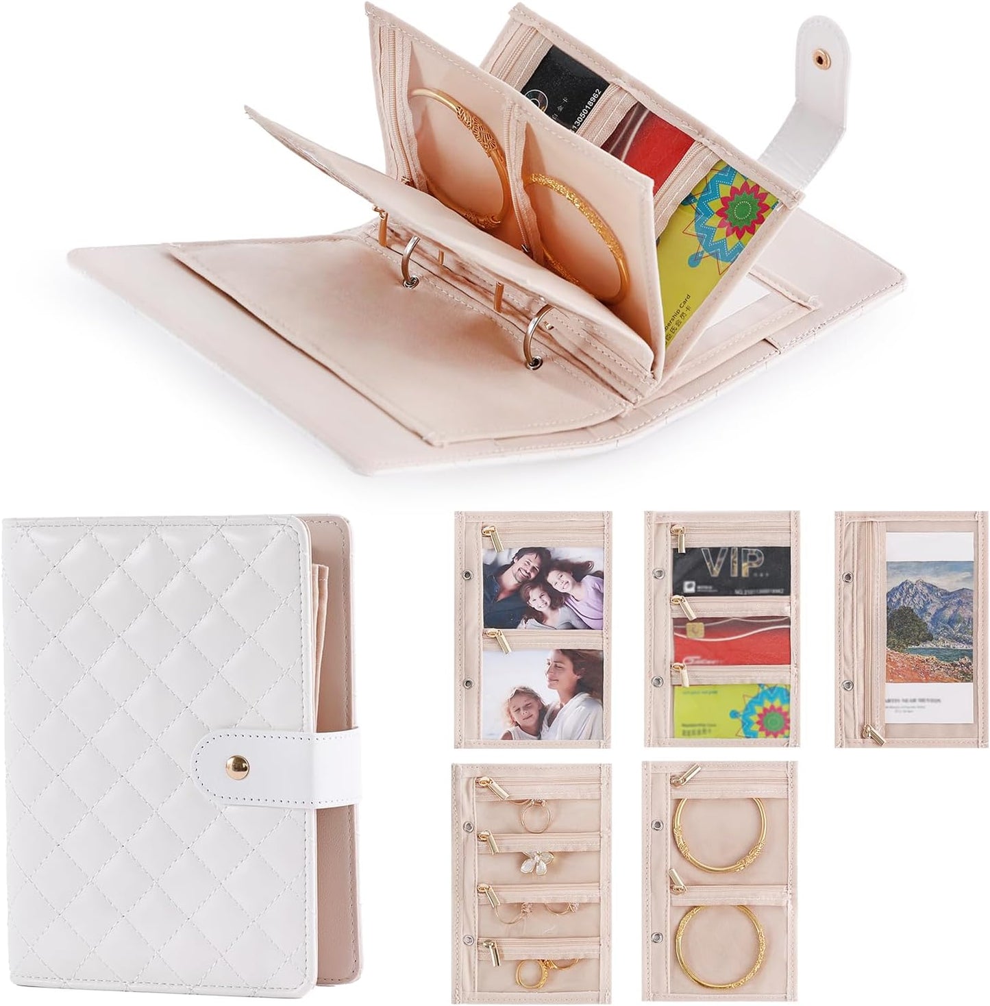 Estuche joyas viaje con bolsas terciopelo cremallera