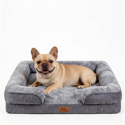 Cama ortopédica perros espuma gel funda impermeable gris 30pulg