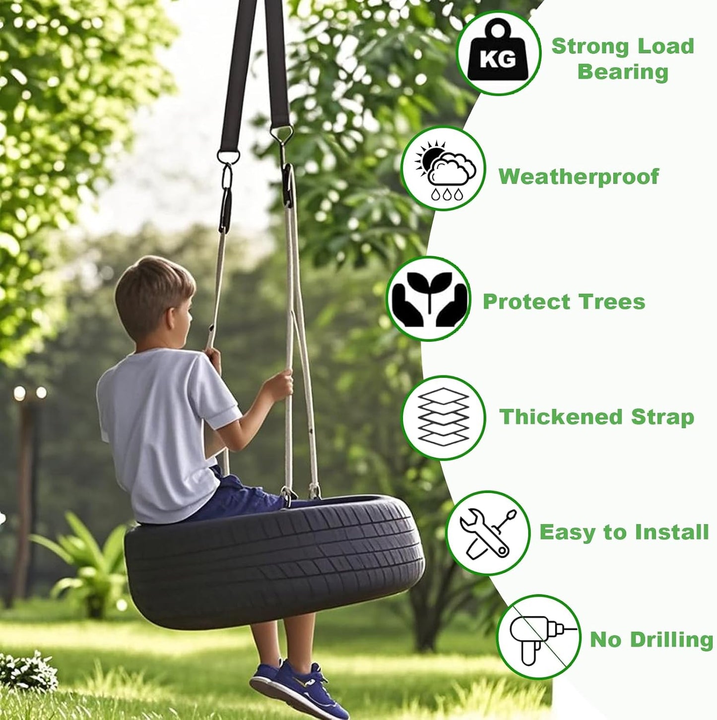 Kit correas colgantes para columpio árbol 5500lb ajustables