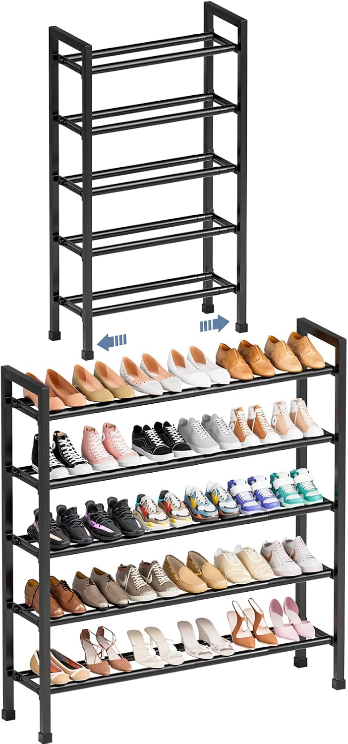 Zapatero ajustable 5 niveles 19-43.3pulg acero negro