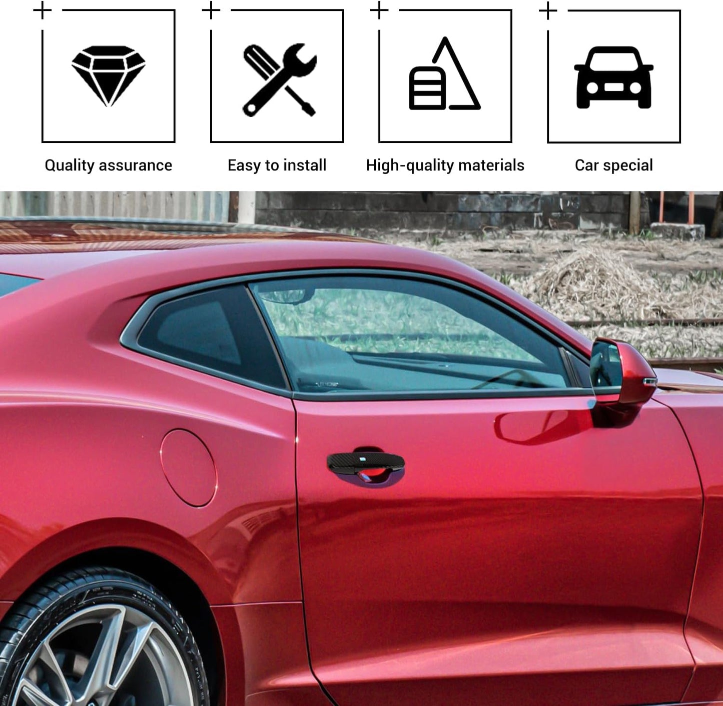 Cubierta manija puerta Chevy Camaro 16-23 fibra carbono 2pzas