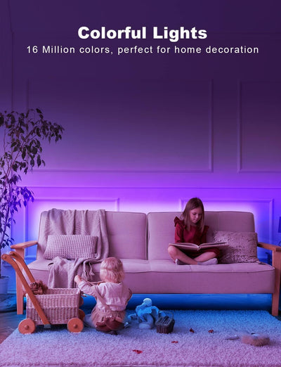 Tiras LED RGB Inteligentes 300pies Control App Decoración Hogar