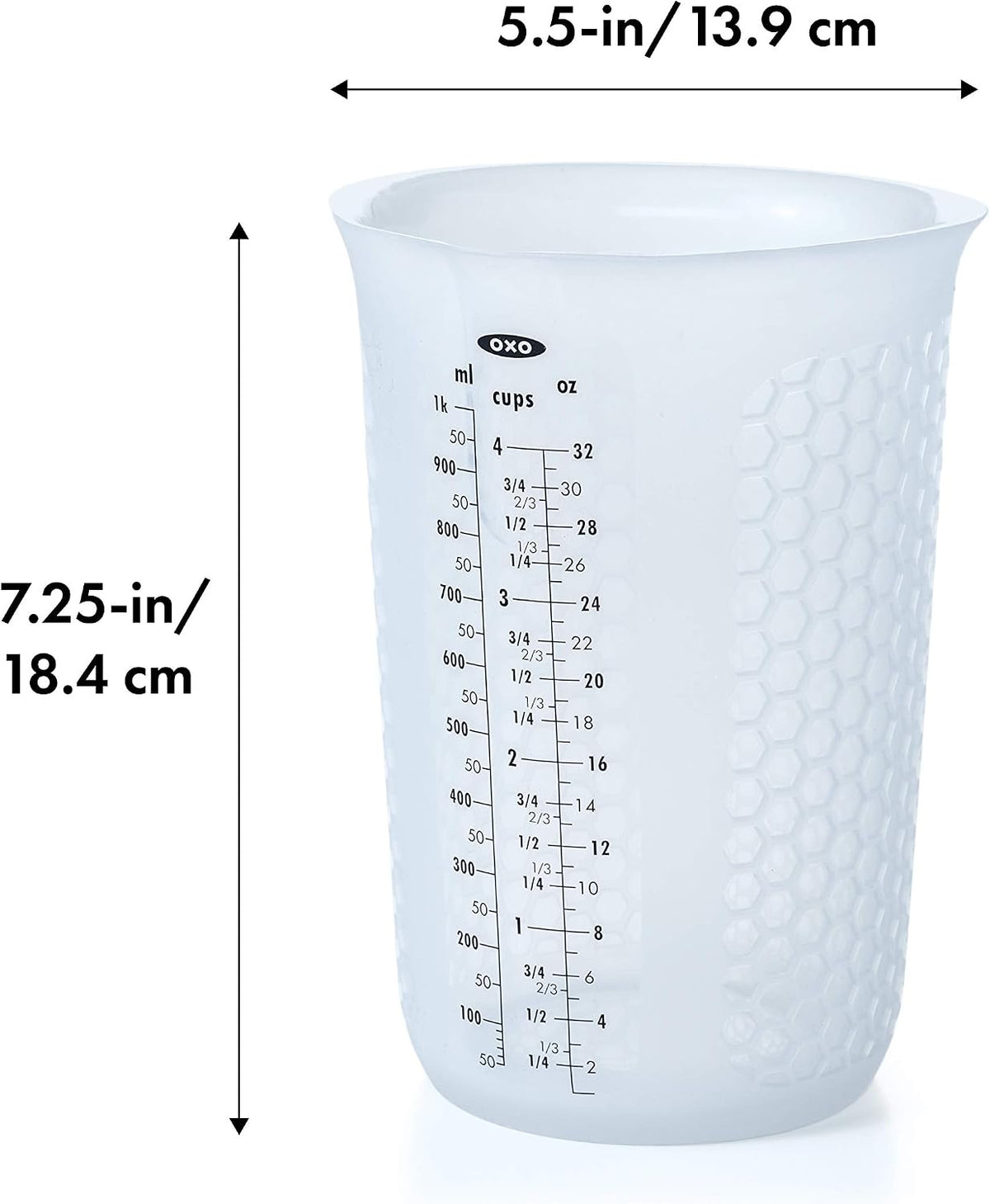 Taza medir silicón exprimir verter patrón Stay-Cool transparente