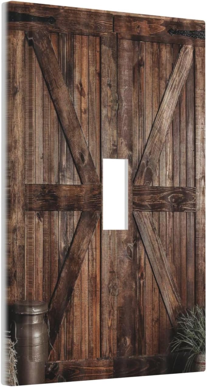 Tablero madera rústica puerta granero interruptor luz palanca