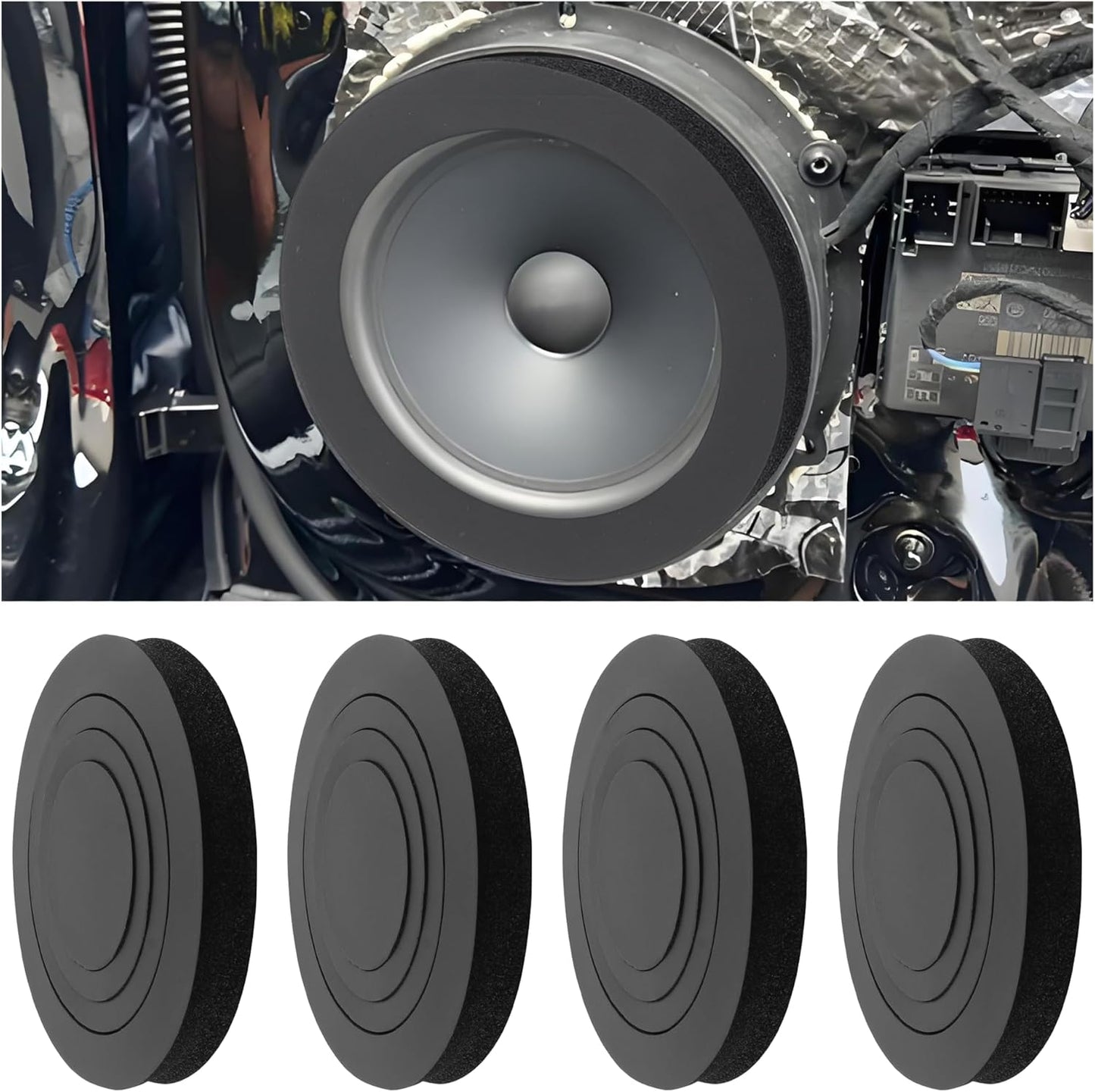 4 Pzas Anillos Espuma Autoadhesivo para Altavoces 6-6.75"