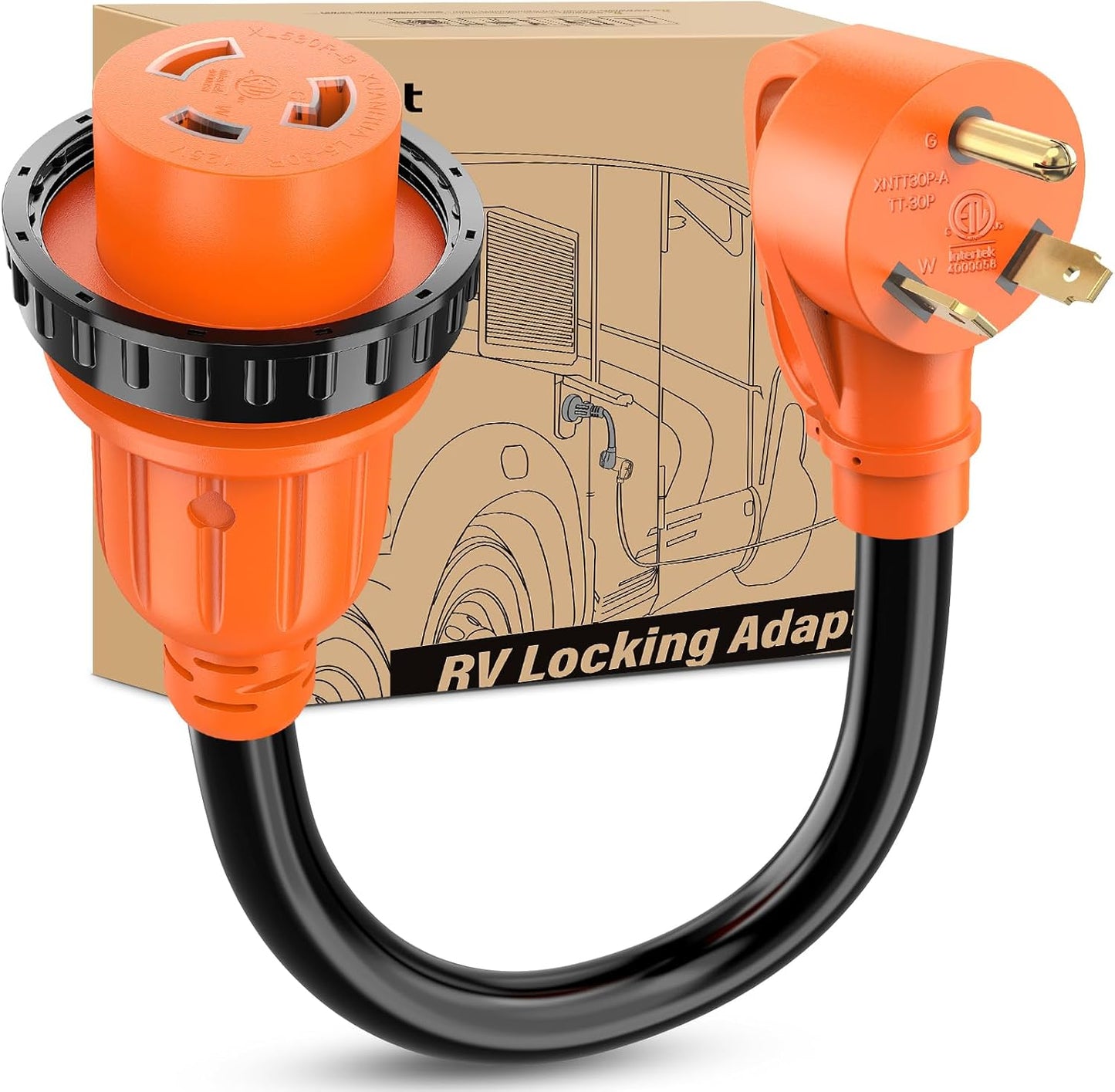 Cable adaptador RV 30A cobre puro ETL resistente clima