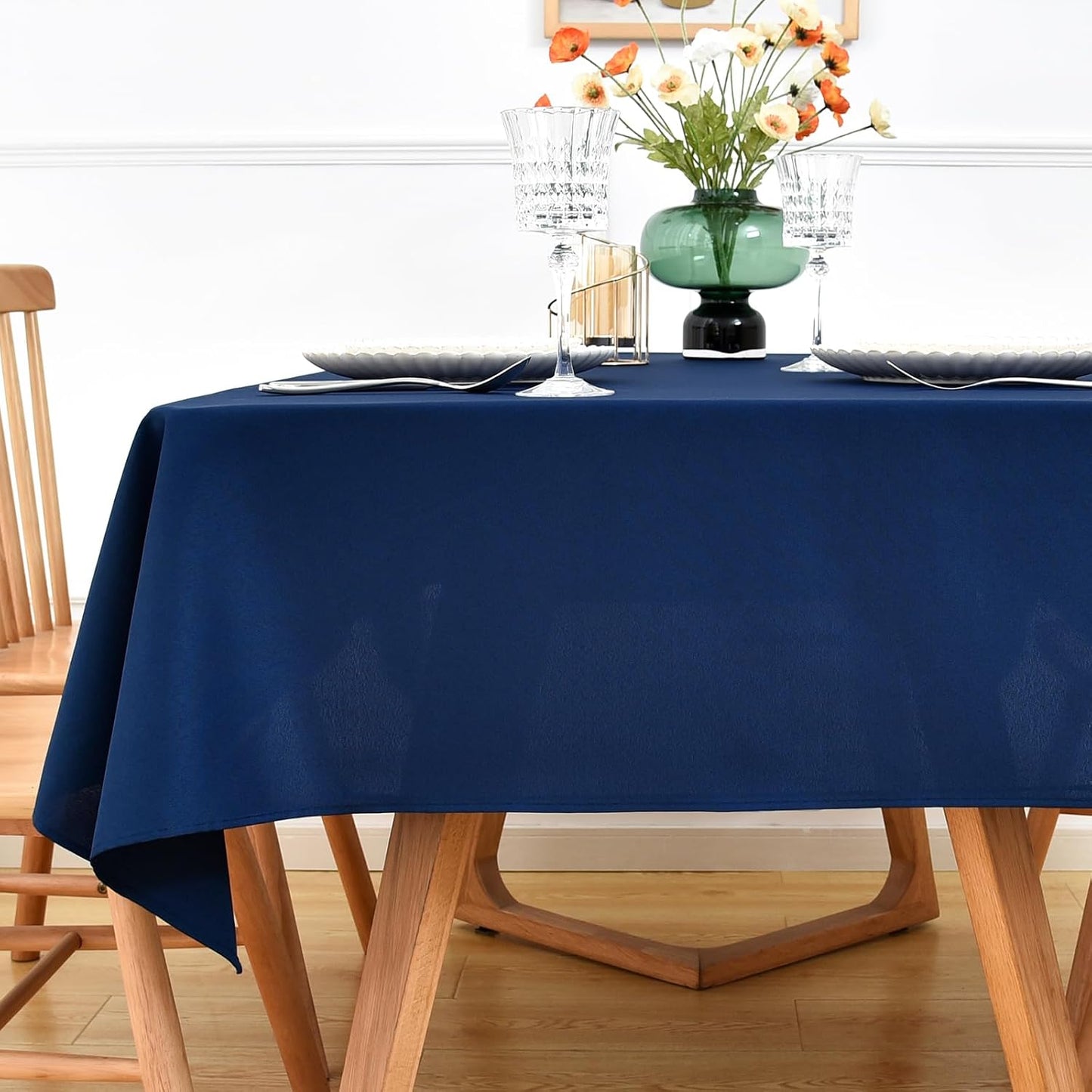 Mantel cuadrado azul 52x52pulg poliéster reutiliz.