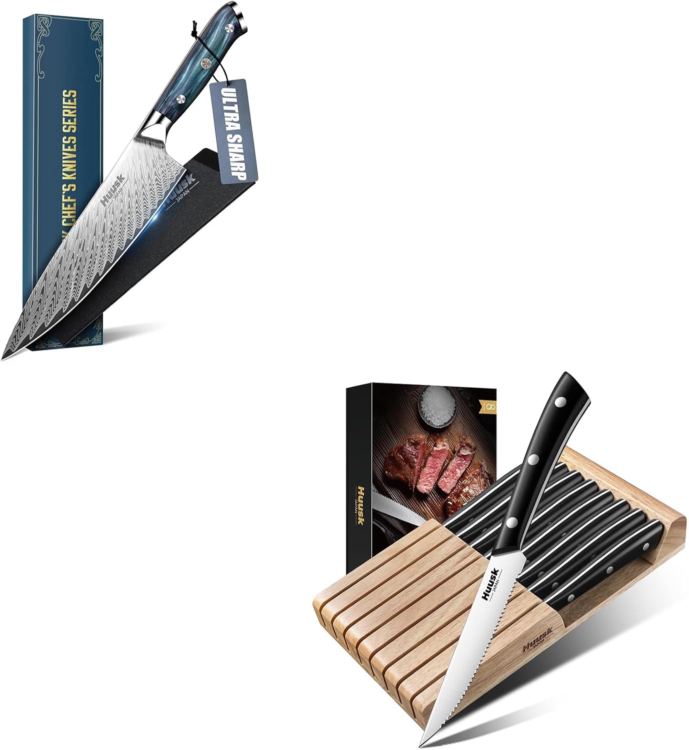 Set 8 Cuchillos Chef con Bloque y Funda Regalo