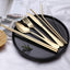 Set cubiertos acero inox portátil con estuche impermeable dorado