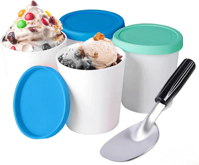 Recipientes helado 1qt con tapa set 4 reutiliz. sin BPA