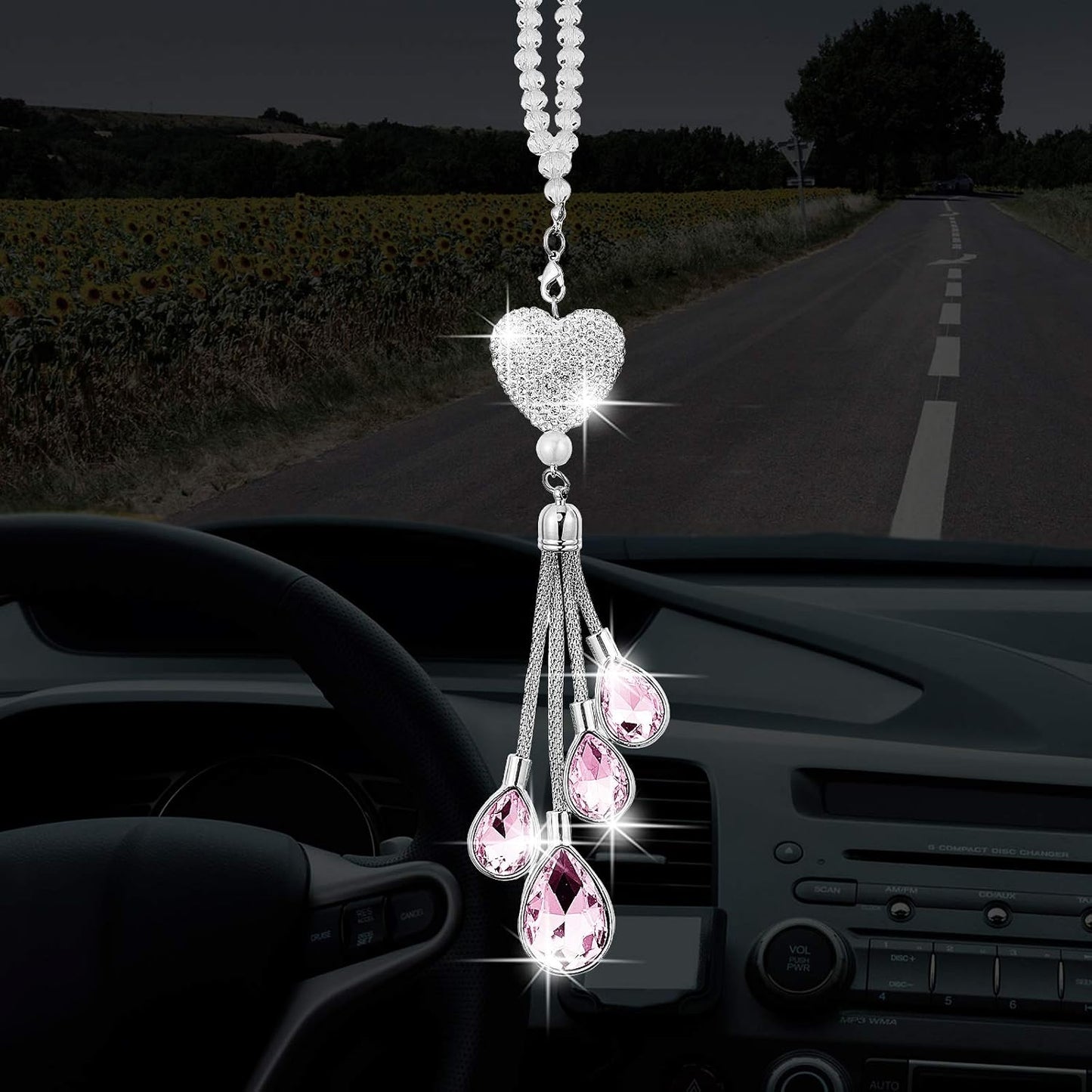 Accesorio espejo retrovisor mujer corazón cristal regalo