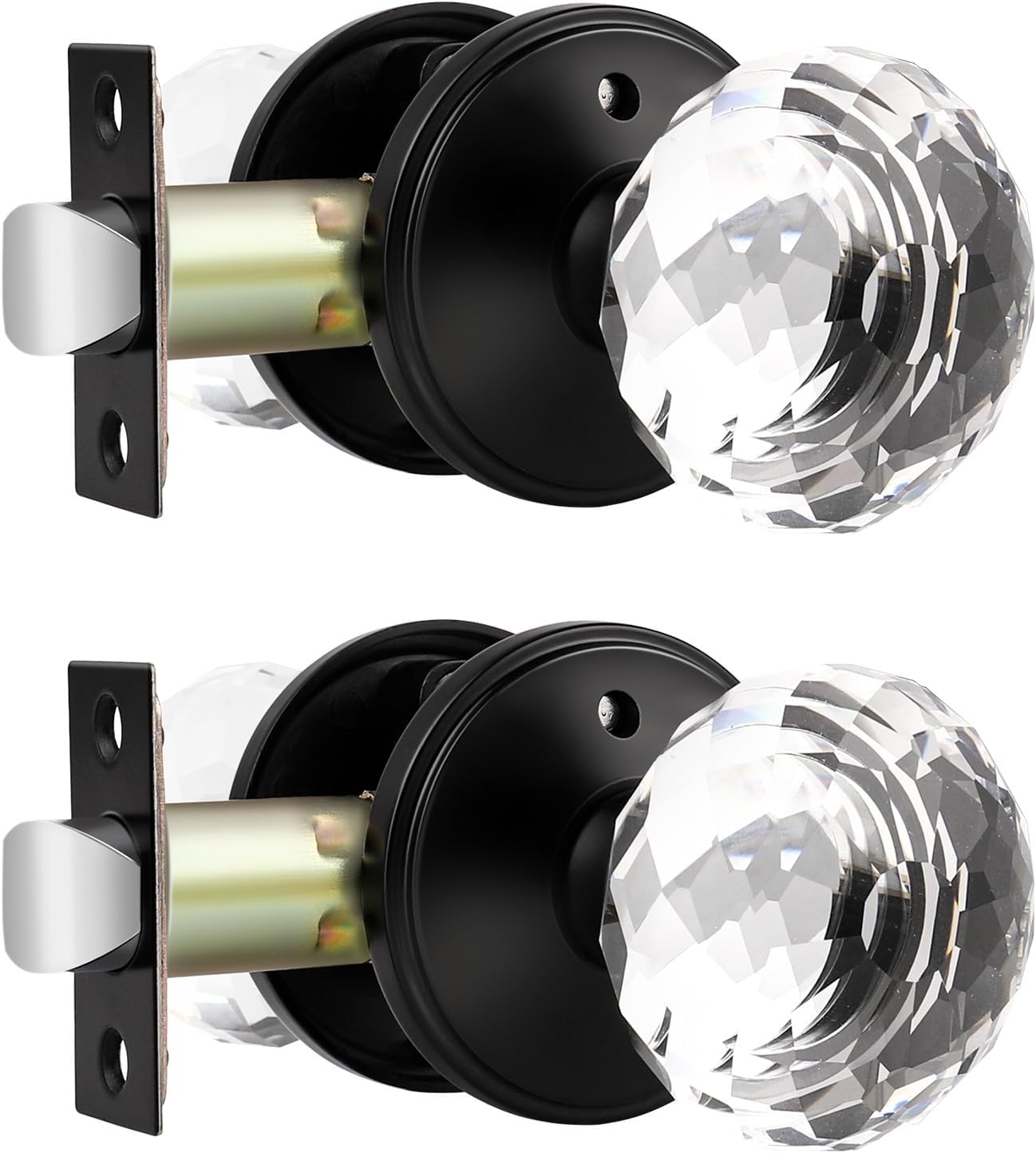 2 Pomas Puerta Vidrio Negro Mate Cerradura Sin Llave