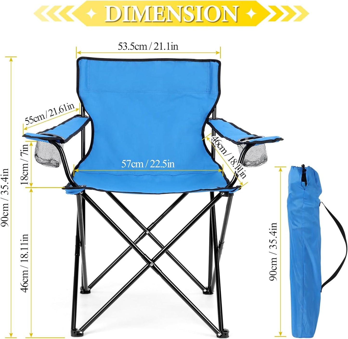 Silla camping plegable con portavasos para adultos
