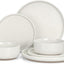 Set 6 Pzas Vajilla Gres Platos Cuencos Blanco Lechoso