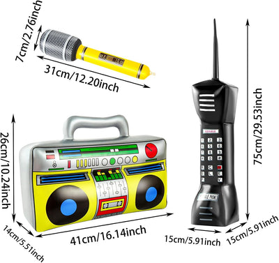 Caja radio inflable 90s micrófono accesorios fiesta hip hop