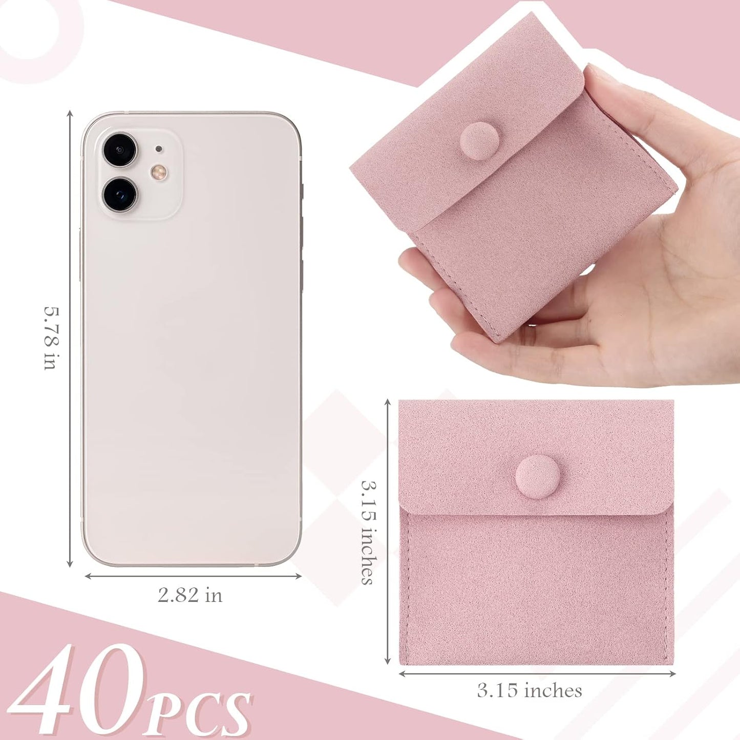 Bolsa microfibra para joyería 8x8cm con divisor y botón
