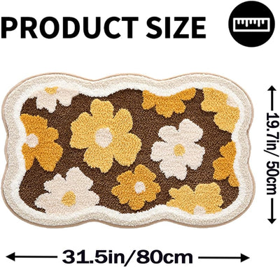Tapete baño 32x20pulg extra suave antideslizante con flores