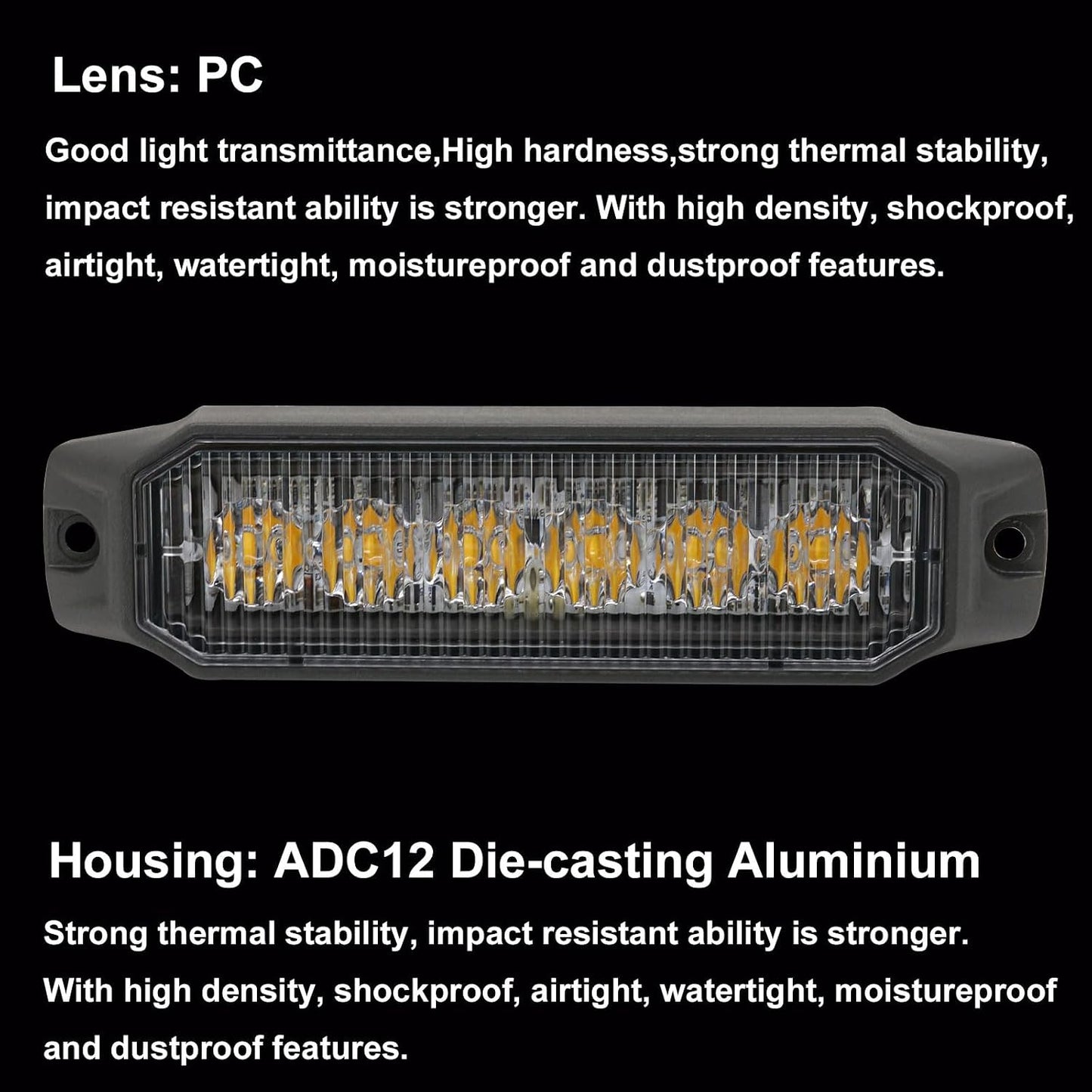 Luz estroboscópica LED ámbar 6 luces para vehículos 2 Uds