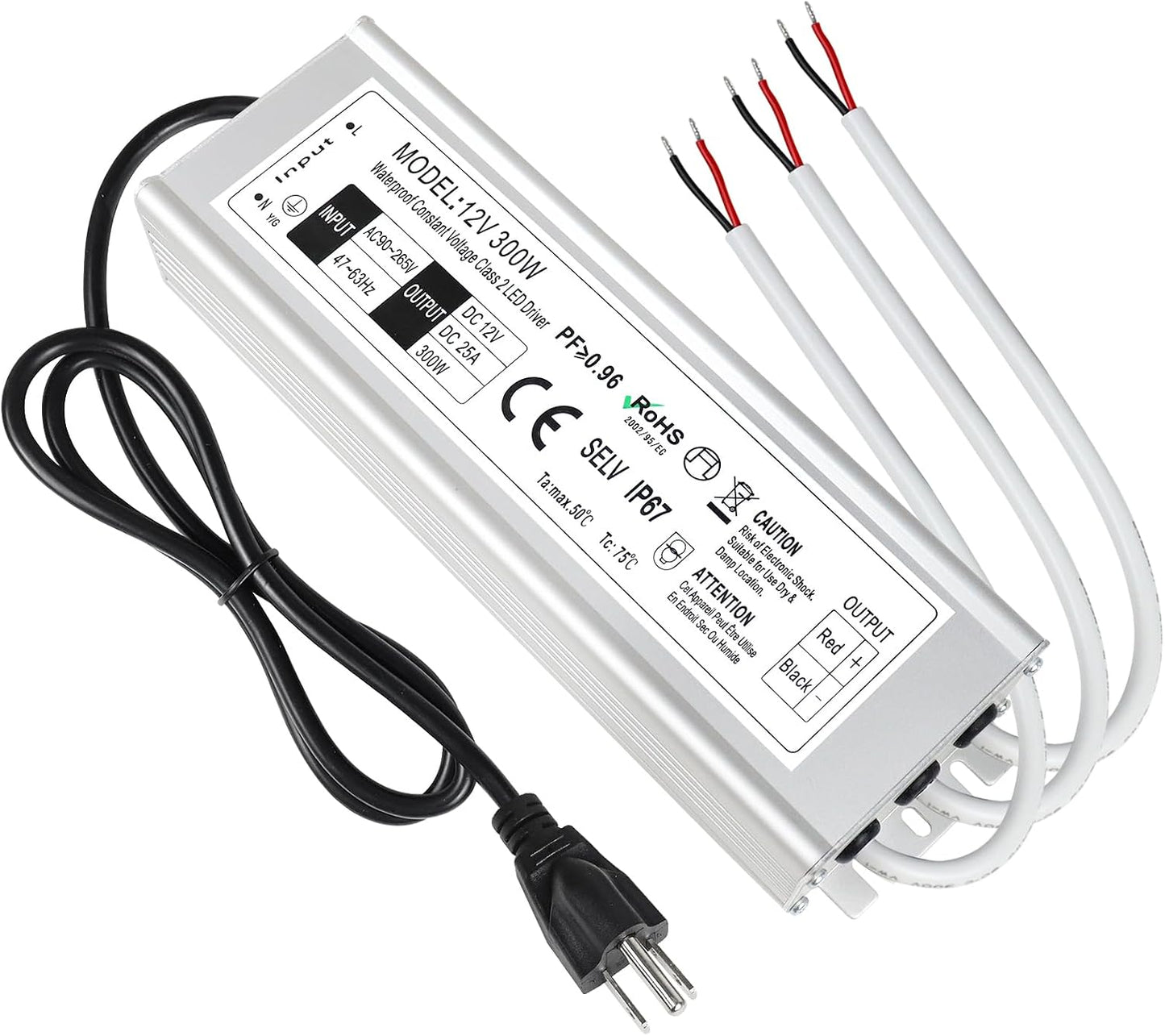 Controlador LED 300W IP67 90-265V a 12V CC