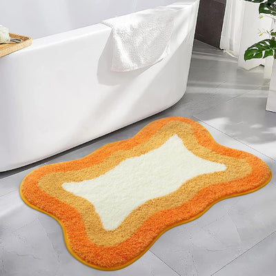 Alfombra baño naranja antideslizante lavable microfibra suave