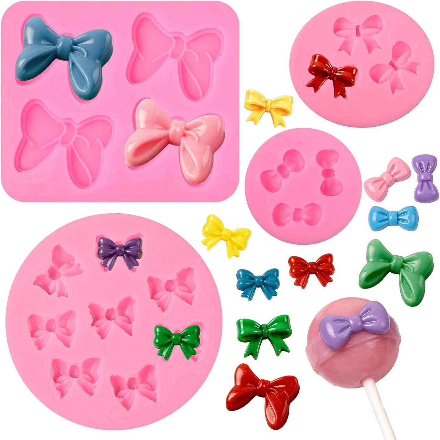 Moldes de silicona para fondant y chocolate con lazo para cake pop y decoración
