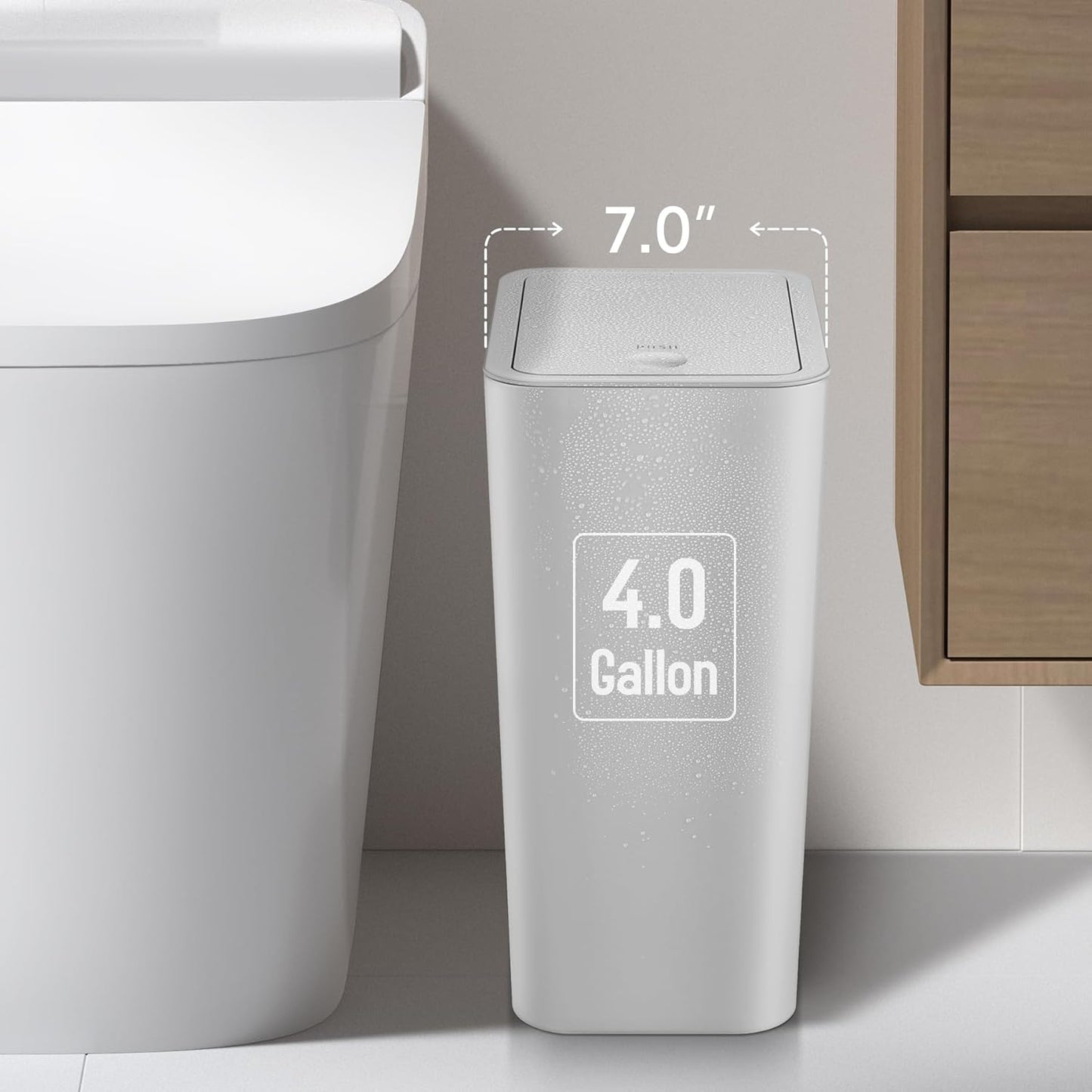 Cubo basura baño 4gal con tapa presión plástico