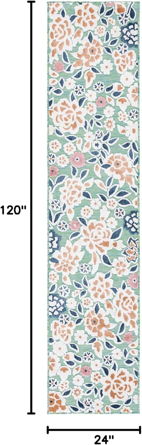 Alfombra exterior lavable 2x10ft verde y azul marino