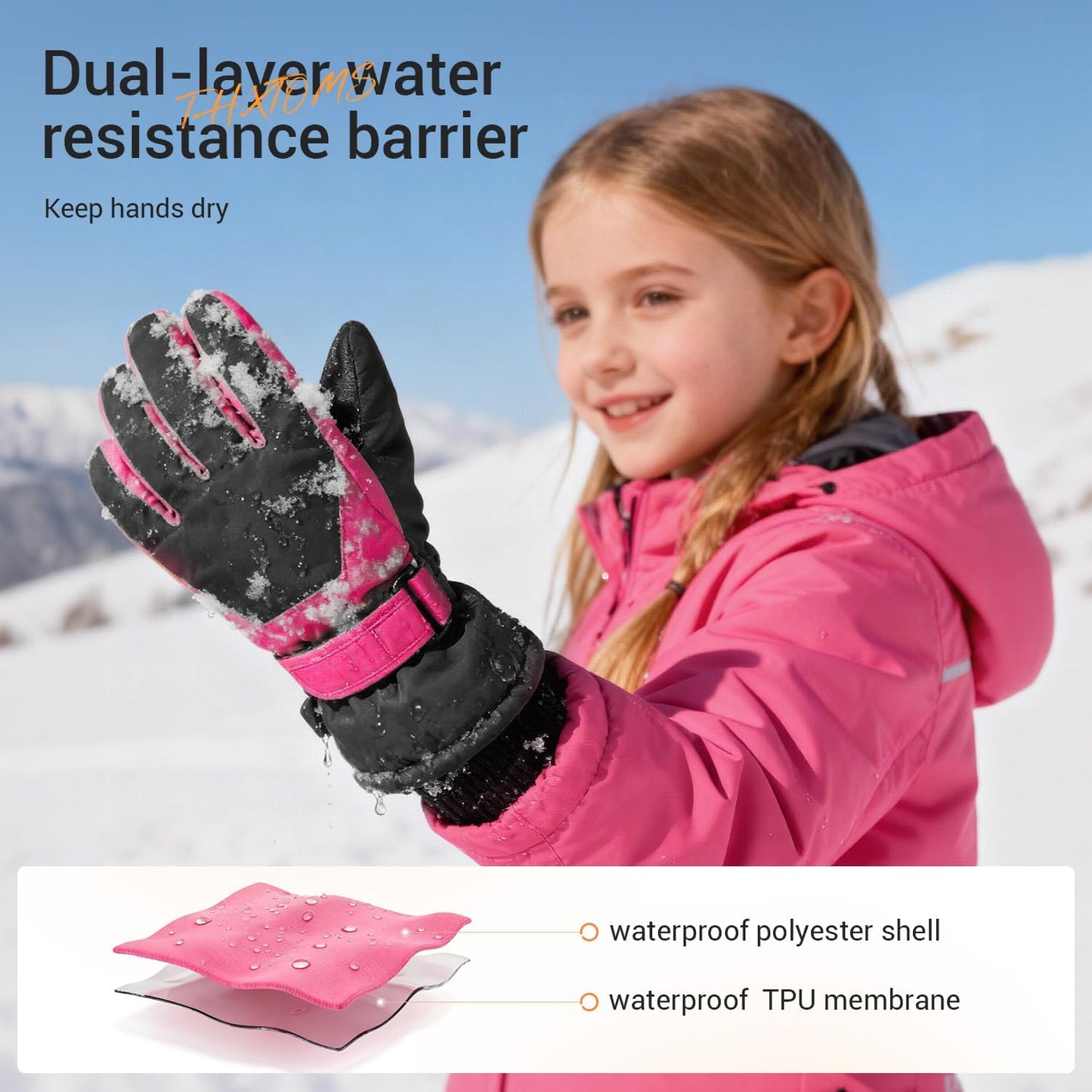 Guantes invierno niños impermeables para nieve y bicicleta