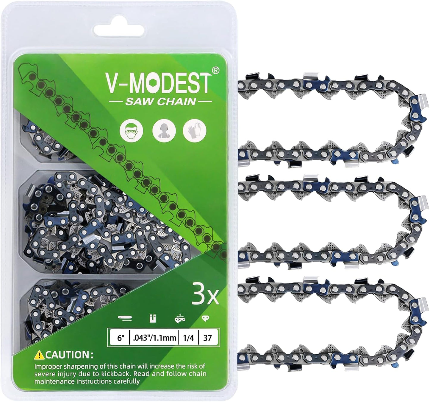 3 Pzas Cadena Motosierra 6" 1/4" LP 37DL .043"