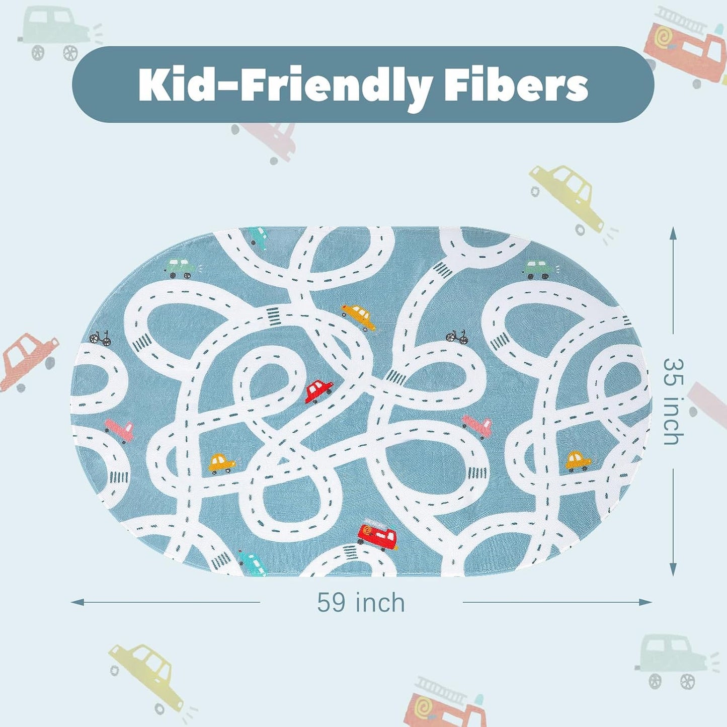 Alfombra antiderrap azul 3x5' para niños sala set