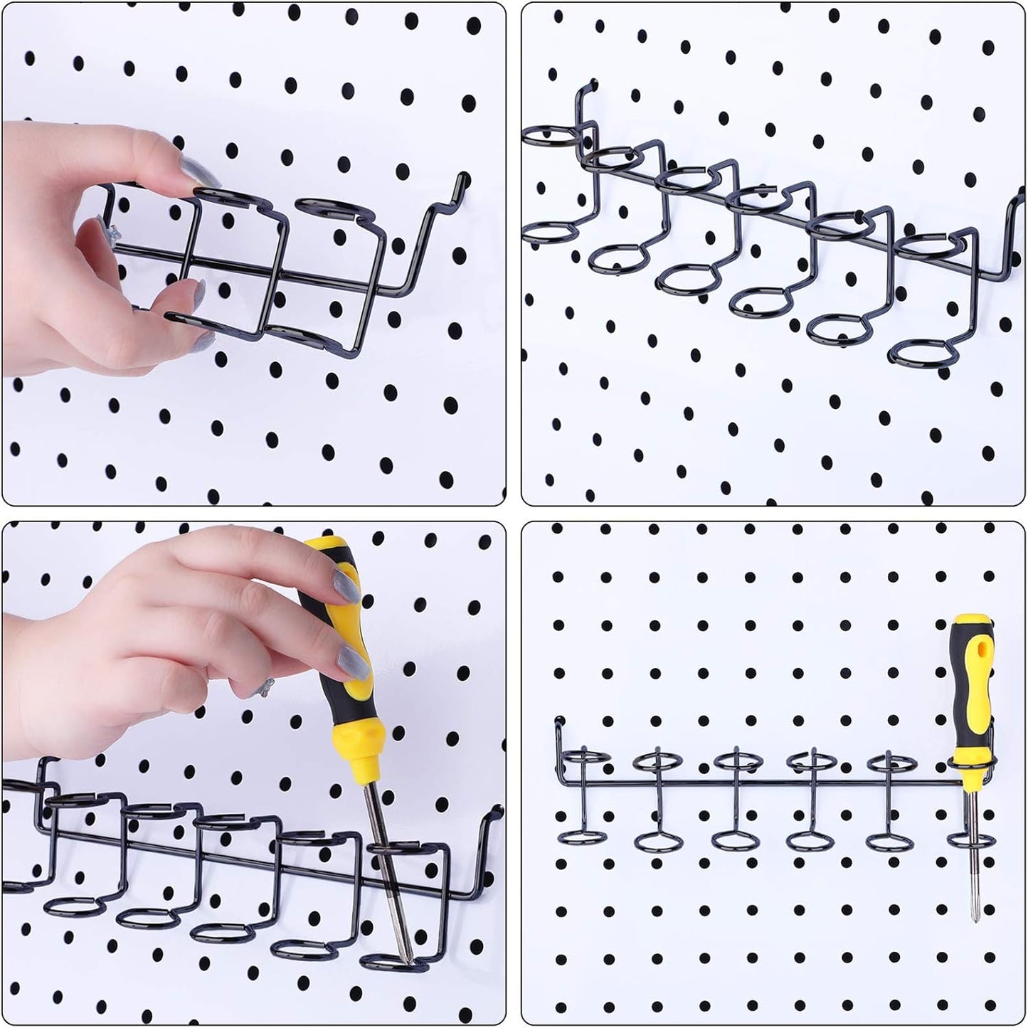 Soportes destornilladores tablero clavijas 6 estantes negro