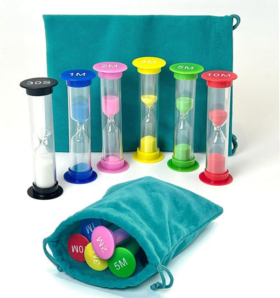 Temporizadores arena con bolsa organizadora colorida set 7