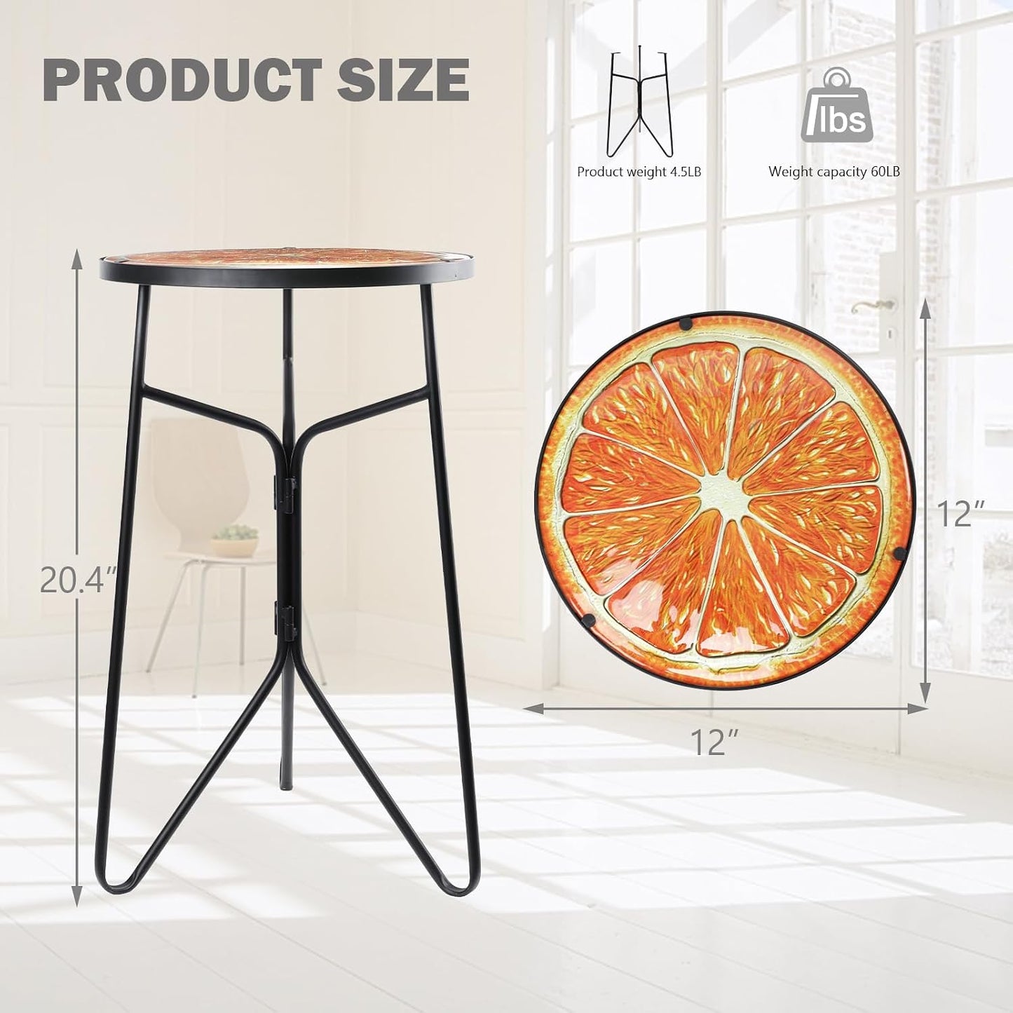 Mesa centro exterior de vidrio 12" color naranja