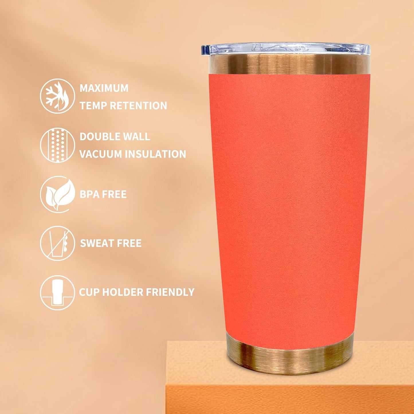 Vaso térmico acero inox 20oz set 12uds con tapa y pajita