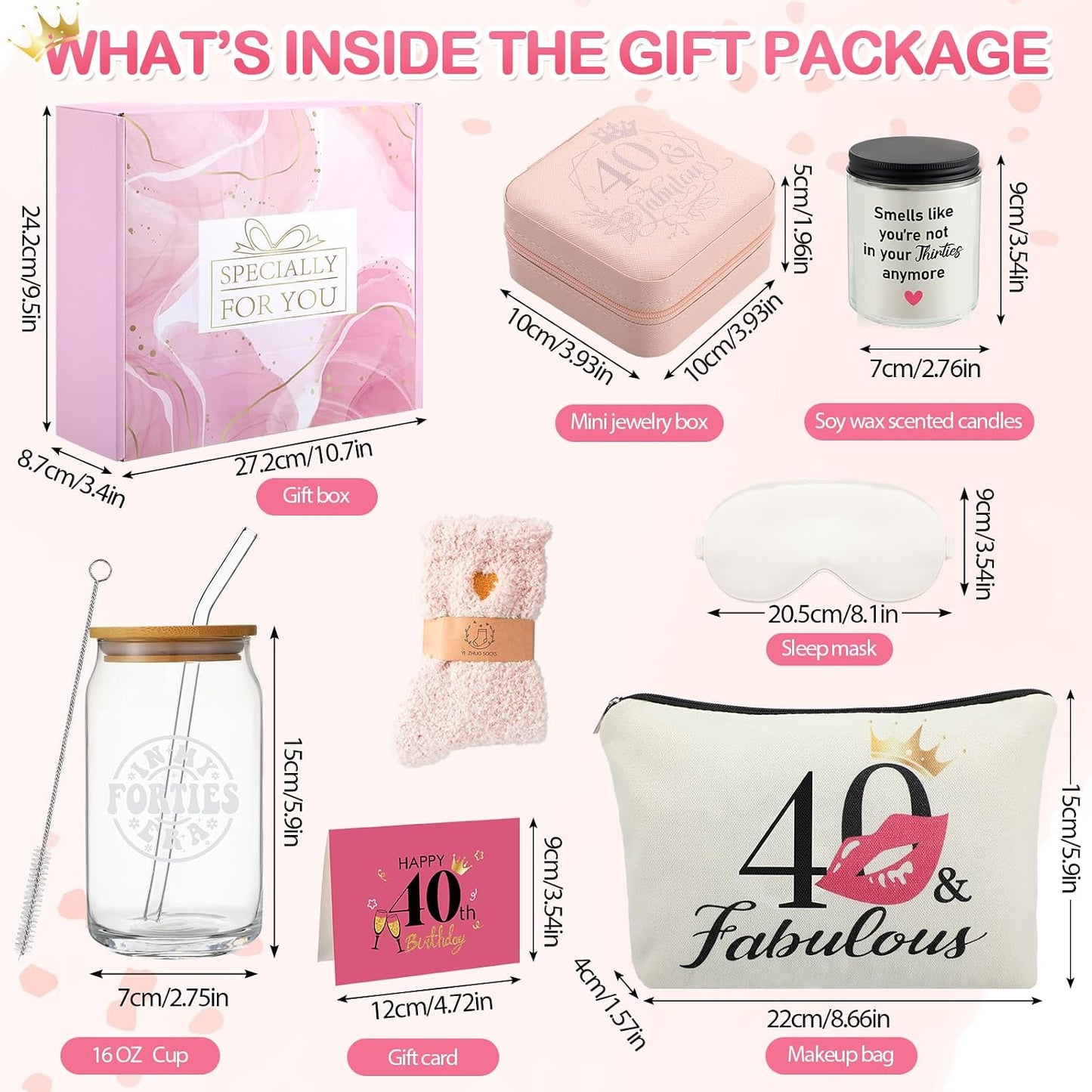 Set 8 Pzas Regalo Cumpleaños Mujer 40 Años