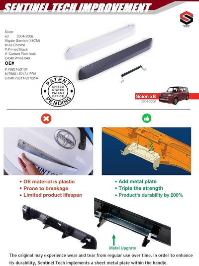 Manija puerta trasera Scion xB 04-06 placa metal fibra