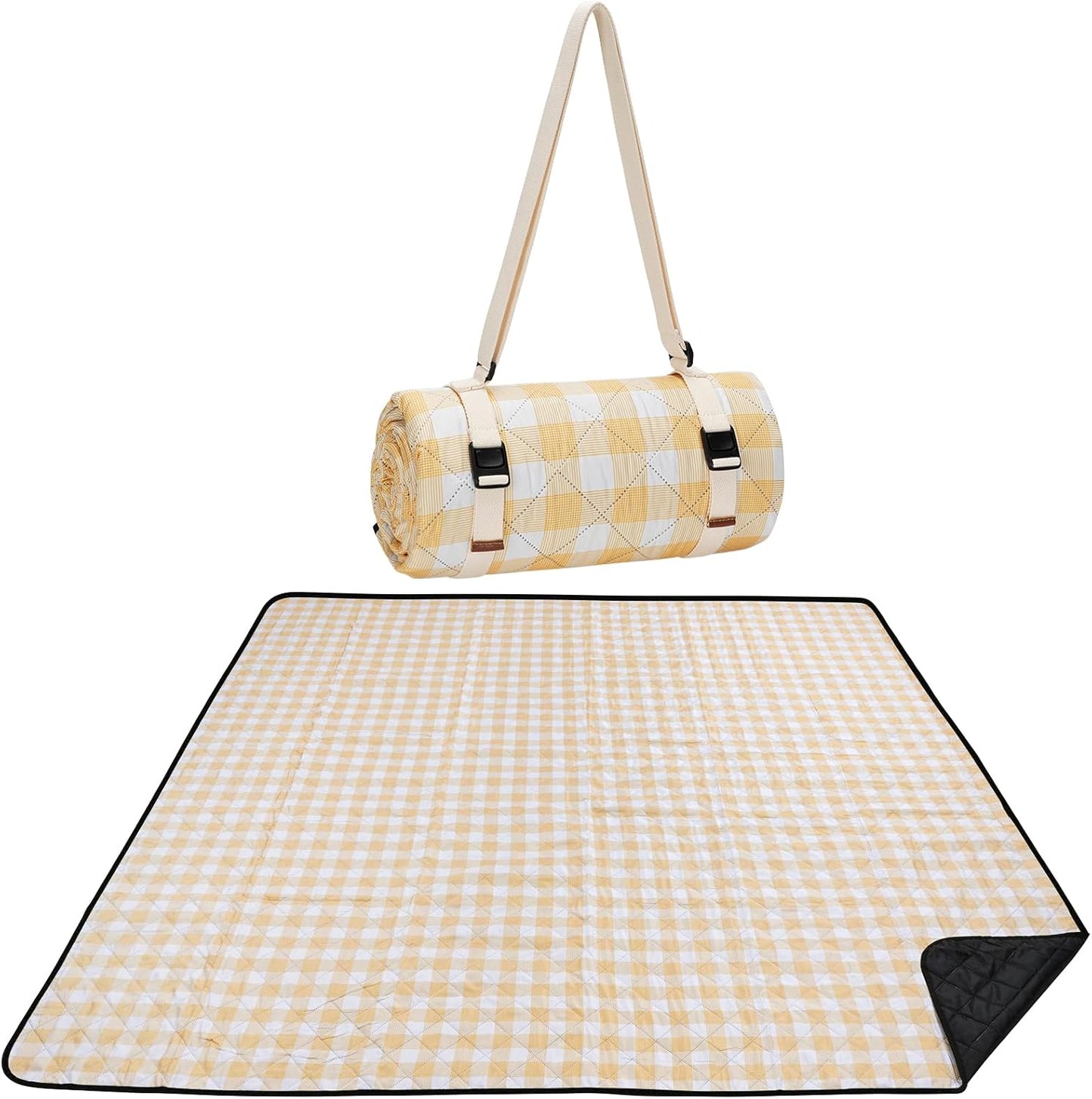 Manta picnic impermeable 80x80pulg amarillo y blanco