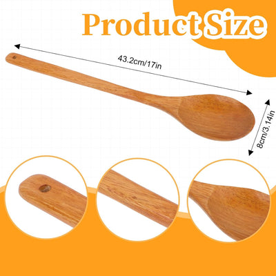 Cucharas madera mango 17pulg para cocinar mezclar enlatar